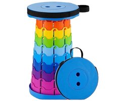 Opvouwbare kruk – Festival stoel -Klapstoel - Festival kruk - kamperen - Telescoop kruk - krukje - draagbare kruk - Voetensteun - Tot 45cm - Rainbow
