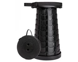 Opvouwbare kruk – Festival stoel -Klapstoel - Festival kruk - kamperen - Telescoop kruk - krukje - draagbare kruk - Voetensteun - Tot 45cm - Zwart