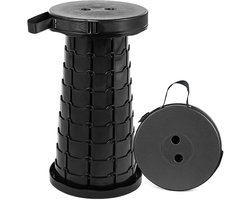 Opvouwbare Kruk -Klapstoel - Festival Kruk - Kamperen - Telescoop Kruk - Krukje - Verstelbare Stoel - Draagbare Kruk - Voetensteun - Tot 45cm - Zwart