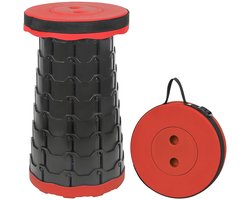 Opvouwbare Kruk - Kruk - Krukje - Campingstoel - Inklapbaar - Telescopisch - Visstoel - Voetensteun - Opvouwbare Stoel - Zwart en Rood