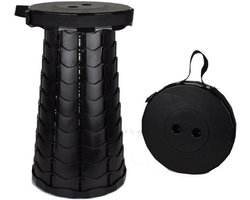 Opvouwbare kruk - Opvouwbaar krukje - Kruk - Krukje - Inklapbare kruk - Inklapbaar - Verstelbaar - Visstoel - Kampeerstoel - Wachtrij - Luchthaven - Vakantie - Backpacken - Reizen - Zwart