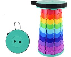 Opvouwbare kruk - Opvouwbaar krukje - Kruk - Krukje - Inklapbare kruk - Inklapbaar - Verstelbaar - Visstoel - Kampeerstoel - Wachtrij - Luchthaven - Vakantie - Backpacken - Reizen - Regenboog groen