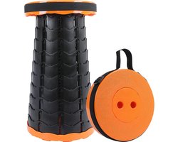 Opvouwbare kruk – Outdoor Kruk - Inklapbare Kruk - Kunstof kruk - Camping Kruk - Draagbare kruk – Verstelbaar - Telescoop kruk - Picknickstoel - Zomer Festival Stoel- Voetensteun - Tot 45cm - Oranje