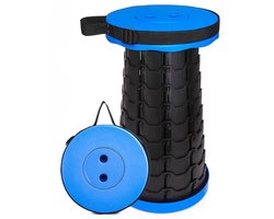 Opvouwbare kruk – Outdoor Kruk - Inklapbare Kruk - Kunstof kruk - Camping Kruk - Draagbare kruk – Verstelbaar - Telescoop kruk - Picknickstoel - Zomer Festival Stoel- Voetensteun - Tot 45cm - Blauw