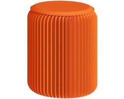 Opvouwbare Kruk - Papieren Zitje - Extra Zitplaats - Honingraat Ontwerp - 32 x 30 cm - Oranje