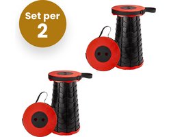 Opvouwbare Kruk Rood - Set van 2 - kruk opvouwbaar - draagbaar - inklapbaar kruk - klapstoel - vouwstoel - opstatpkrukje - kampeerstoel