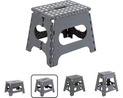 Opvouwbare Kruk voor Keuken of Badkamer | Inklapbare Opstap | Opvouwbaar Krukje | Inklapbare Banquetkruk | Stevige Opstap voor Volwassenen en Kinderen (tot 150 kg)| 22 cm Hoog | Grijs
