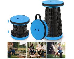 Opvouwbare Kruk,Inklapbare Stoel,Verstelbare Hoogte tot 45 cm, Draagkracht tot 150 kg ,Makkelijk Meenemen ,blauw