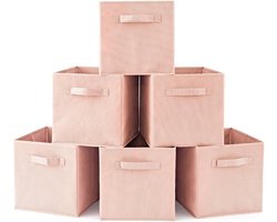 Opvouwbare Kubus Opbergdoos - Set van 6 Organisator Mand Container - Thuiskantoor en Kwekerij Organisatie - Pale Dogwood transparent box