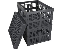 Opvouwbare Kunststof Opbergkratten - Set van 3 Grijze Mand, 28L