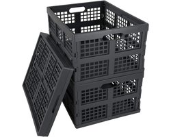 Opvouwbare Kunststof Opbergkratten - Set van 3 Grijze Mand, 28L