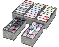 Opvouwbare Lade- & Kledingkast Organizer - Van stof met bodemplaten - Voor ondergoed, sokken, stropdassen, babykleding, sjaals, handdoeken - 5 stuks