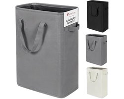Opvouwbare Lange Wasmand met Handgrepen - Smal en Ruim (45L) in Grijs