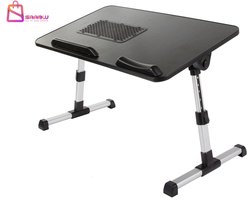 Opvouwbare Laptoptafel met Koelventilator – Verstelbare Hoogte en Hoek – Inclusief Polssteun – USB-Aangedreven Koelventilator –bedtafel – laptop tafel 53x30 cm – Zilver/Zwart