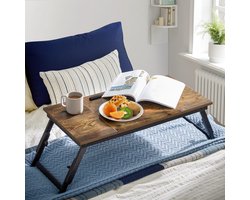 Opvouwbare Laptoptafel – Rustiek Bruin, Industriële Stijl, met Kantelbaar Blad en Lade