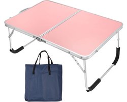 Opvouwbare Laptoptafel voor Bed en Bank, Draagbare Bureau voor Snacks, Lezen en Werken met Draagtas, Roze