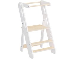 Opvouwbare Leertoren - Inklapbare Keukentoren - Kinderen Helpen - Met Afneembaar Bord - 90H cm - Wit