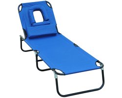 Opvouwbare Ligbed / ligstoel met Gezichtsopening – 3-standen Hoofdsteun – Blauw – Draagbaar & Weerbestendig