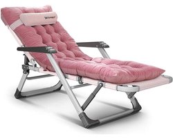 Opvouwbare Ligstoel - Lounge Stoel Campingstoel - Ontspannen Buiten - 15 Posities Verstelbaar - 178x67x25 cm - Roze