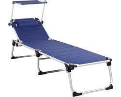 Opvouwbare Ligstoel met Zonnescherm - Comfortabel Ligbed voor Tuin en Strand
