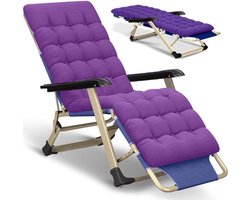 Opvouwbare ligstoel - Relaxstoel tuinstoel - Ontspannen buiten - Verstelbare ligpositie - 178 cm lang - Paars
