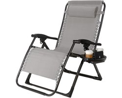 Opvouwbare Ligstoel - Tuinfauteuil Relax - Buiten Ontspannen - Met Bijzettafel - 180kg Capaciteit - Geel