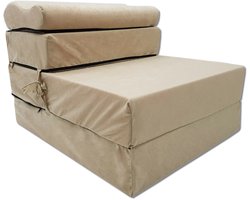 Opvouwbare logeermatras 200 x 70 x 15 cm - inklapbaar gastenbed en reismatras, beige
