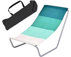 Opvouwbare Loungestoel - Campingfauteuil Ligstoel - Buiten Ontspannen - Verstelbare Rugleuning - 98x46x59cm - Groen Gestreept