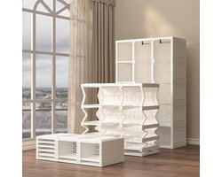 Opvouwbare Luxe Garderobekast met Magnetische Deuren en Kledingstang 104 x 170 x 50 cm – Snelle Montage, Ruimtebesparend en Duurzaam Opbergsysteem voor Slaapkamer, Hal en Woonkamer – Wit