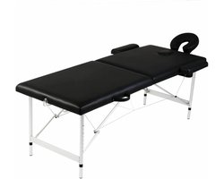 Opvouwbare massagestoel, zwart, 2 zones, frame van aluminium, draagbaar, massagebed, professioneel bed, voor esthetiek, behandeling, cosmetisch bed