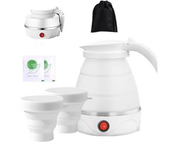 Opvouwbare Mini Waterkoker 600ml voor Camping en Reizen – Draagbare Siliconen Waterketel met Vouwbekers