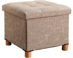 Opvouwbare Opberg Poef - Voetenbankje Krukje - Woonkamer Organiseren - Met Houten Poten - 30 cm - Multicolor