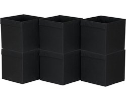 Opvouwbare Opbergbakken - Stoffen Kubussen - Ruimte Ordenen - Met Klephandvat - Set van 6 - Zwart