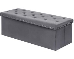 Opvouwbare Opbergbank - Zitbank Kist - Ruimte Besparen - Fluwelen Afwerking - 110x40x40 cm - Grijs
