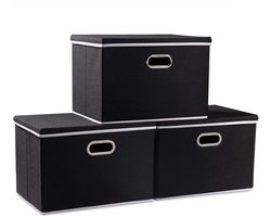 Opvouwbare opbergblokjes met deksel [1 pak] stof opvouwbare opbergdozen organisator containermanden met deksel voor thuis slaapkamer kast kantoor kinderkamer (45x30x30cm)