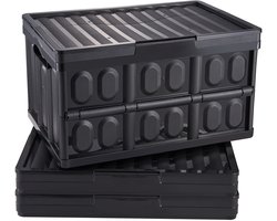 Opvouwbare Opbergdoos Met Deksel, 45l, 3-Pack, Opvouwbare Kunststof Doos Met Handvat, Duurzaam, Kan Kleding, Speelgoed, Boeken, Boodschappen, Enz. Opbergen.