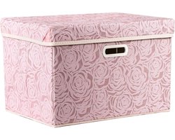 Opvouwbare opbergdoos met deksel - Roze stoffen organizer voor multifunctioneel gebruik