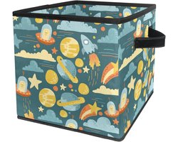 Opvouwbare Opbergdoos - Stoffen Mand - Ruimte Besparen - Met Handgrepen - 27 cm Hoog - Meerkleurig