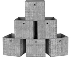 Opvouwbare opbergdozen 6 stuks kubussen bakken manden kisten van vliesstof 30 x 30 x 30 cm voor speelgoed kleding grijs gemêleerd Toegevoegde zoekwoorden: organizer, opruimen storage basket