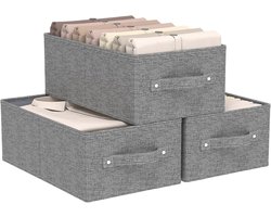 Opvouwbare opbergdozen - Grijs - 3 stuks - 41 x 25 x 16,5 cm