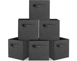 Opvouwbare Opbergdozen met Handvat - Set van 6 - Gemaakt van Fleece en Karton - Opvouwbare Opbergmand voor Kledingkast, Boeken en Speelgoed
