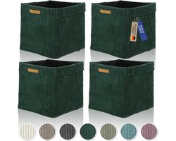 Opvouwbare Opbergdozen Set van 4 voor Kallax, 33 x 33 x 31 cm, Wasbaar en Stijlvol, Groene Manden