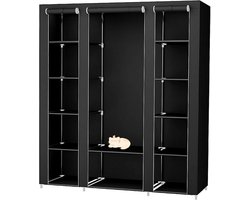 Opvouwbare opbergkast voor binnen - XL kledingkast voor slaapkamer en camping - Zwart 175 x 150 x 45 cm