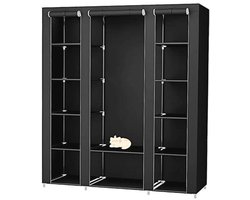 Opvouwbare opbergkast voor binnen - XL kledingkast voor slaapkamer en camping - Zwart 175 x 150 x 45 cm