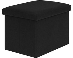 Opvouwbare opbergkruk - Zwarte poef - Extra opbergruimte - Gevoerd met schuim - 42x32x32 cm - Zwart