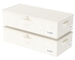 Opvouwbare Opbergmand voor Onder Het Bed met Deksel - 2-Pack (60x30x15cm) - Beige