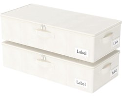 Opvouwbare Opbergmand voor Onder Het Bed met Deksel - 2-Pack (60x30x15cm) - Beige