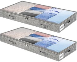 Opvouwbare Opbergzakken voor Onder Bed met Rits, Transparant Venster en Verstevigde Handvatten voor Dekens en Kledingopslag - Set van 2