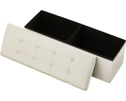 Opvouwbare Ottomaanse Bank met Zijvakken, Gestoffeerde Kist met Een Capaciteit van 660 Lbs, Bank van Linnen Stof voor Slaapkamer, Woonkamer Of Entree, Beige