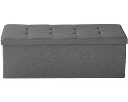 Opvouwbare Ottomaanse Bank met Zijvakken, Gestoffeerde Opvouwbare Borst Ondersteunt 660 Lbs, Linnen Bank met Ruime Opbergruimte voor Slaapkamer, Woonkamer Of Entree, Grijs